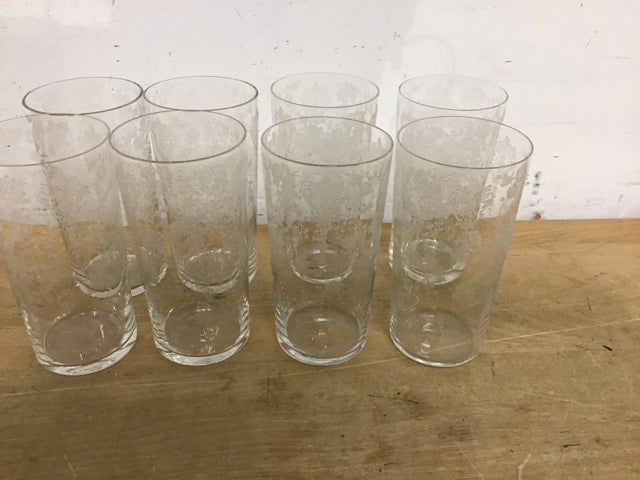 Set Of 8 5 1/4" Cambridge Rose Point Tumbler Glasses