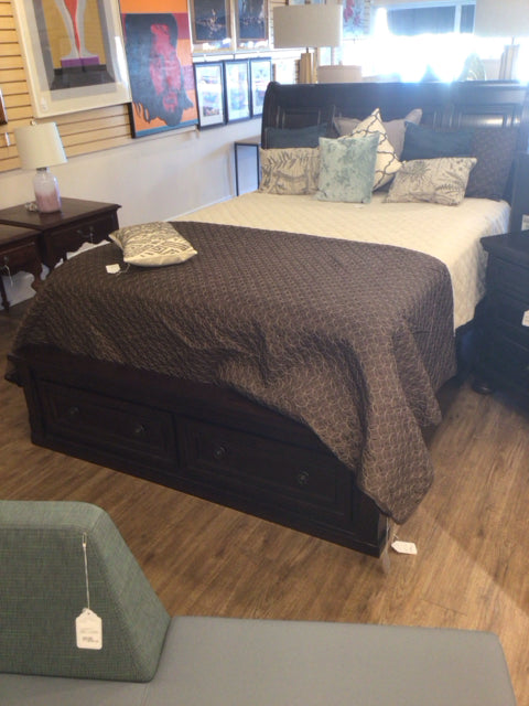 Ashley Furniture Dark Wood Queen Storage Bed