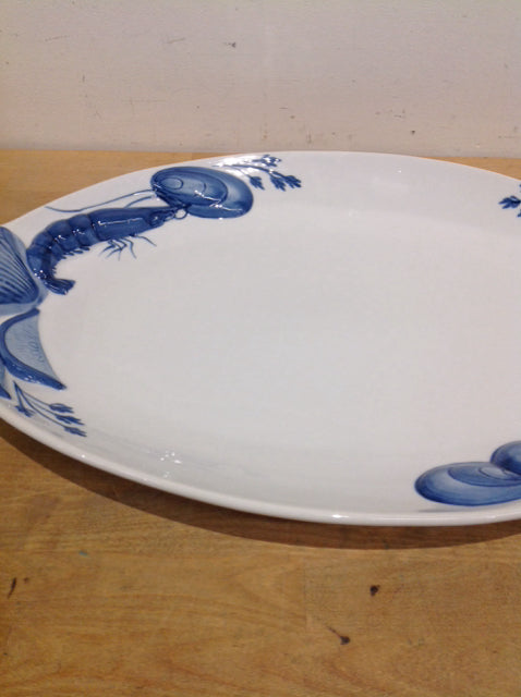 24" Blue & White Sea Life Ceramic Platter