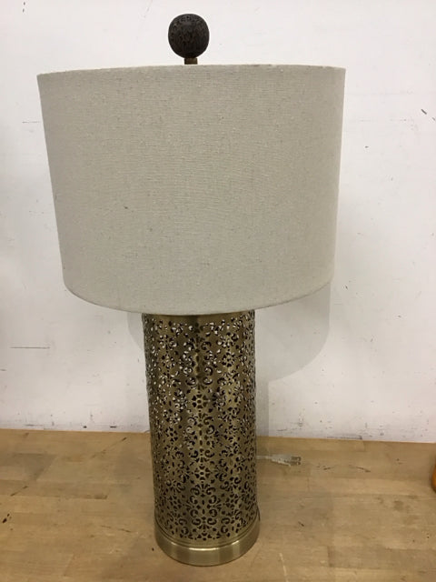 28" Pierced Gold Metal Lamp