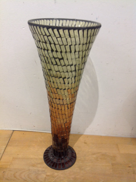 Vase- 15" Amber Mosiac Glass