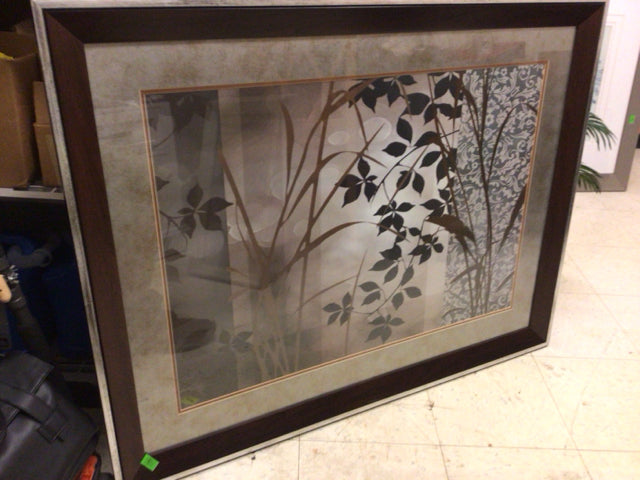 44 1/4" X 34 1/4" Bassett"Silver Whispers" Brown & Silver Framed Print