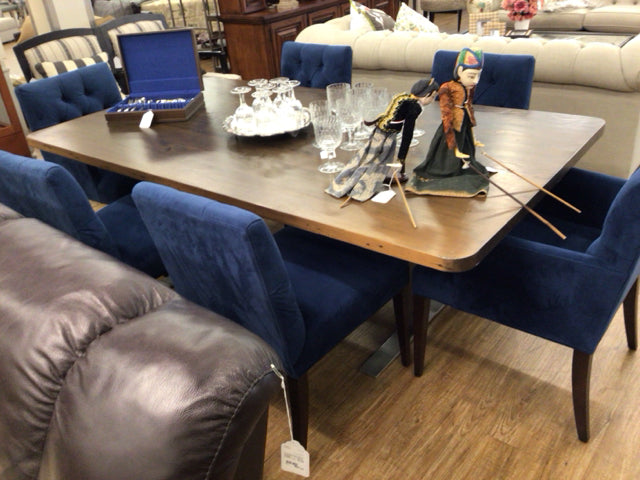 Set Of 6 ABC Carpet & Home Blue Ultrasuede Cobble Hill Custom Dining Chairs