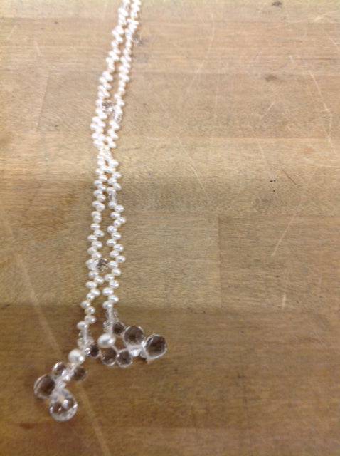 Necklace- Cultured Pearls W Crystals