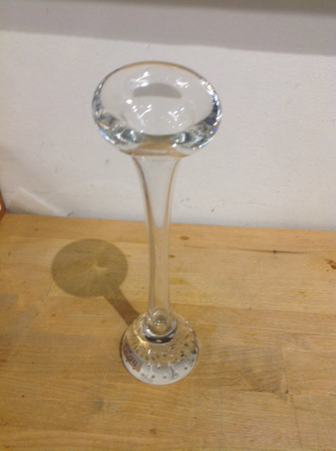 Vase- 9" Blown Clear Glass