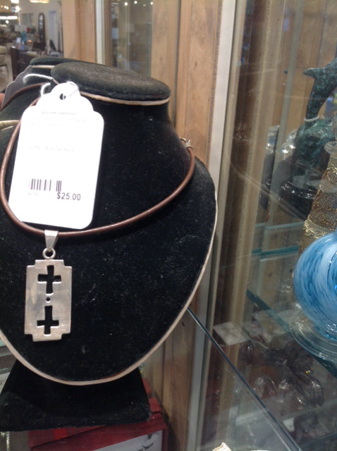 Leather/Silver Necklace