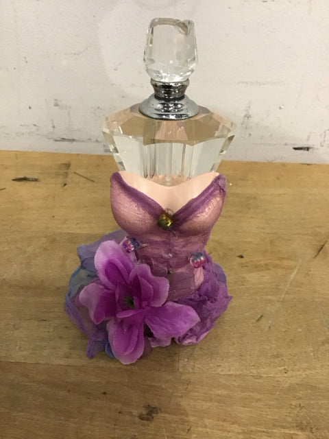 Glass Purple Dress Perfume Bottle