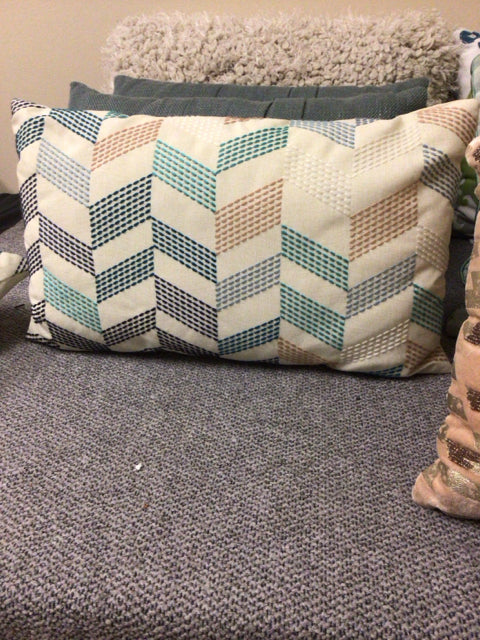 Pier 1 Cream Color Embroidered Lumbar Pillow