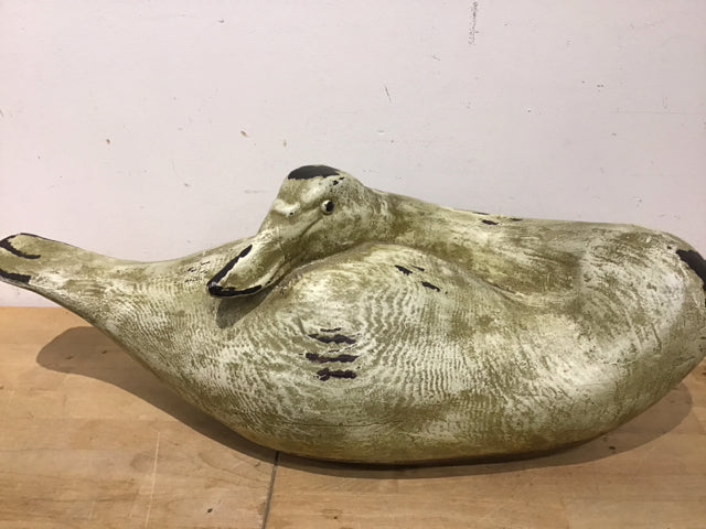 26" Ceramic Green Goose