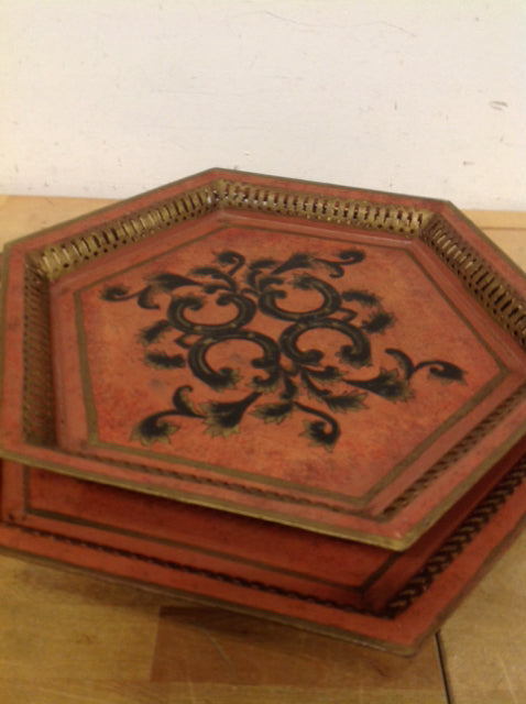 Trays - Set Of 2 John Richard Painted Metal