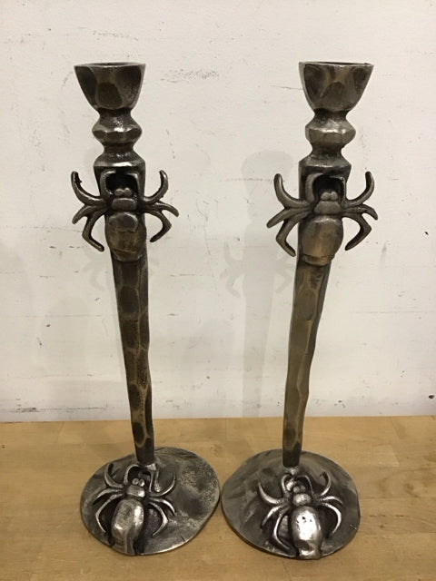 Halloween 15" Pewter Spider Candle Holder