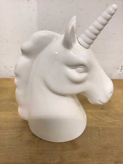 10" White Unicorn Ceramic Sculture