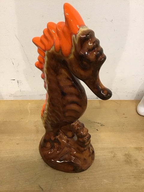 10.5" Orange & Brown Seahorse Figure