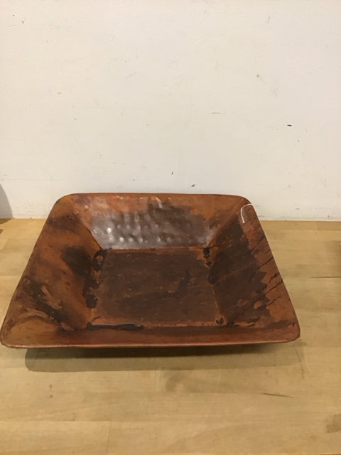 16" Square Rust Metal Bowl