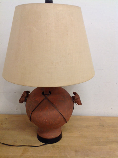28" Ram Head Pottery Lamp