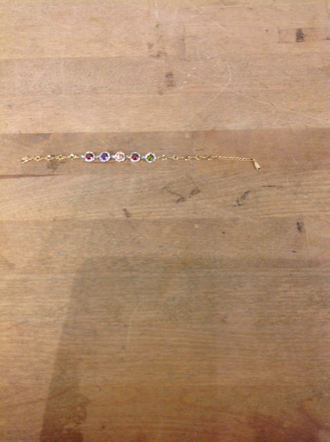 Bracelet Goldtone Multi Color Stone