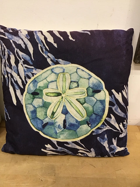 16" Blue Sand Dollar Pillow