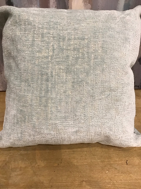 18" Teal & Cream Chenille Textured Down Filled Pillow