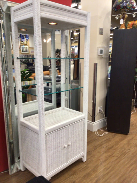 White Wicker & Glass Shelving