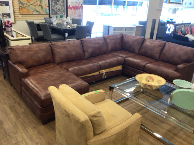 Bassett Leather 3 PC Sleeper Sectional