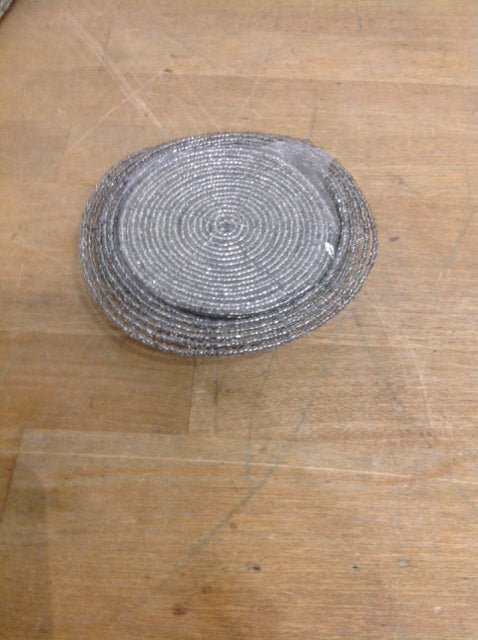 Set Of 6 Silver Beaded Coasters