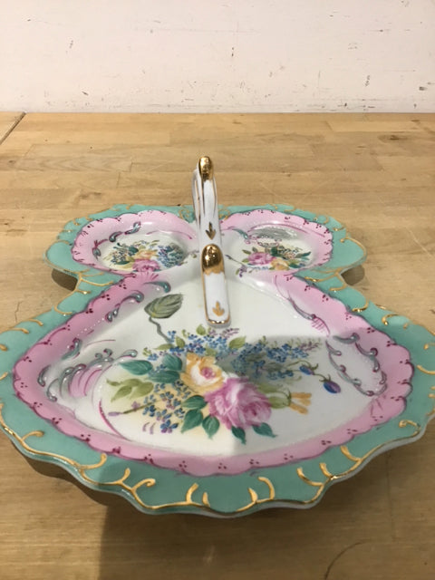 11"Hx10"W Limoges Floral Serving Dish