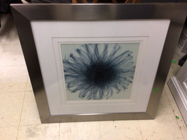 34 1/2" Square Bassett "Dahlia" Silver Framed Print