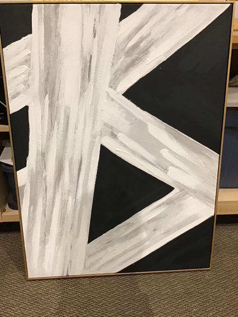 40"x30.5 Abstract Black & White Canvas