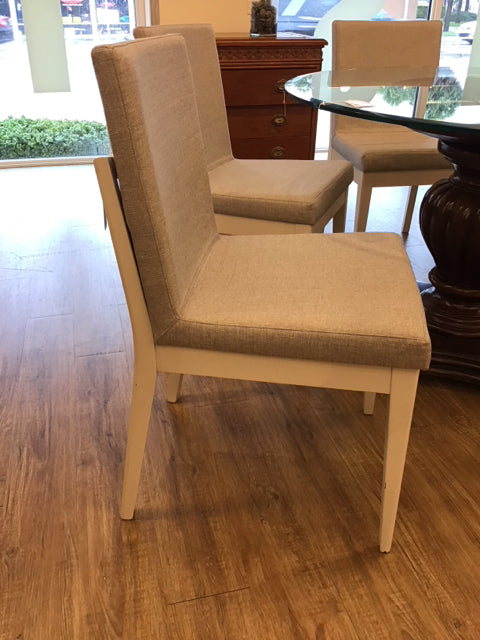 6-Cream Metal/Beige Upholstered Dining Chairs