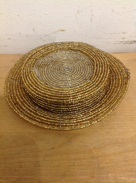 Set Of 6 Gold Beaded Coasters