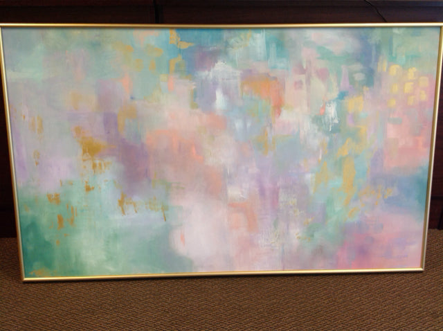 36" x 60" Pastel & Gold Canvas Art