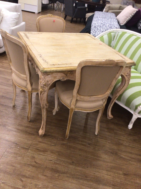 Light Wood Game Table W/4 Chairs