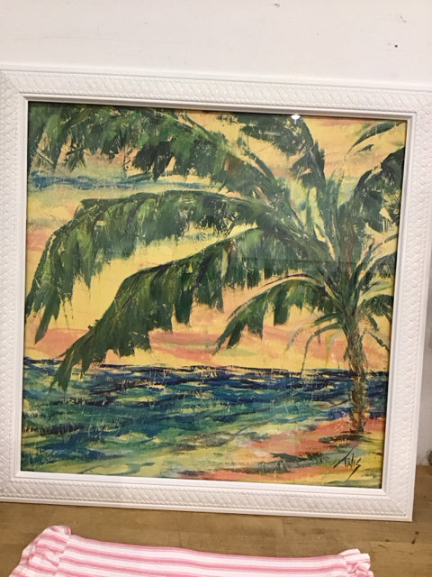 28"x28" Framed Palm Tree Art