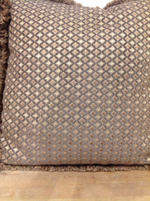 Pillow- 18" Gold Diamond W Fringe