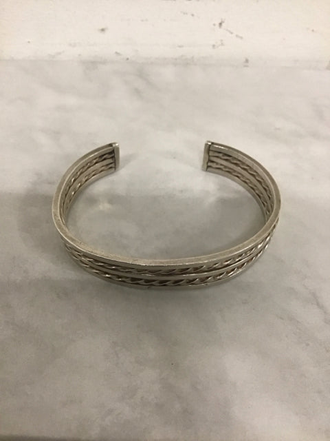 Twisted Silver Bangle Bracelet