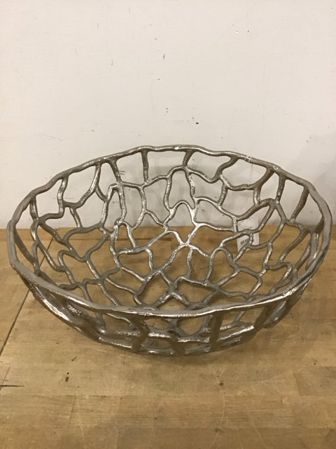 15" Silver Decorative Metal Bowl