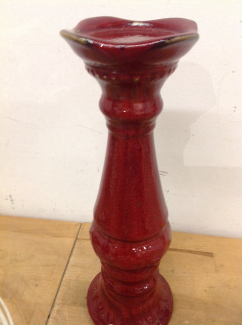 Candle Holder-.13" Red Ceramic
