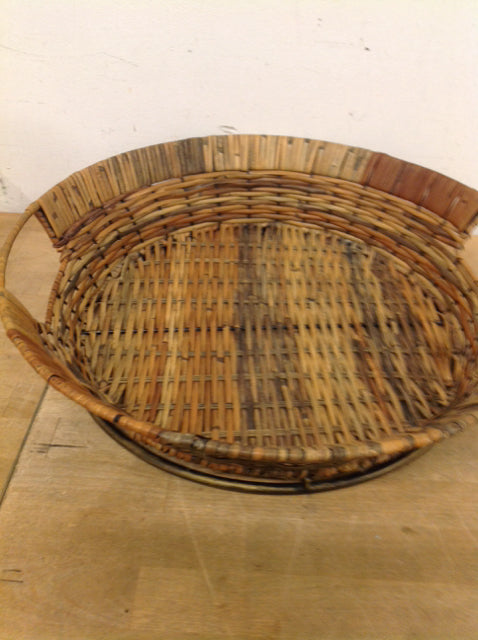 Bowl- 17" Wicker & Metal