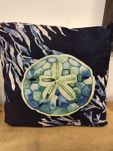 16" Blue Sand Dollar Pillow