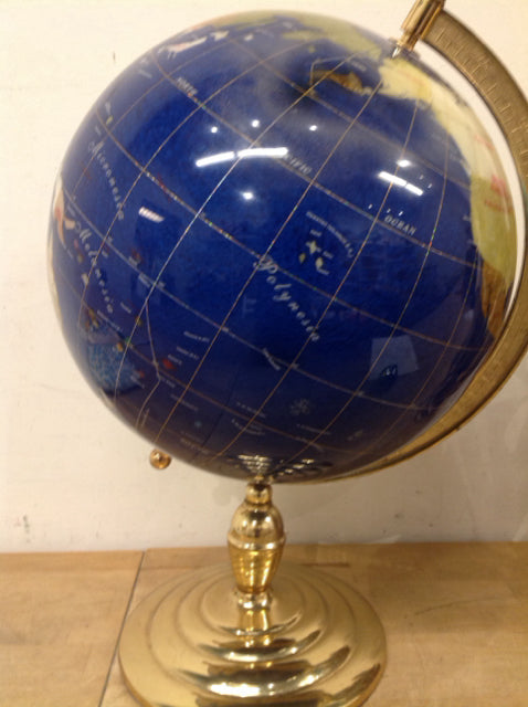 21" Blue Lapis Gemstone World Globe