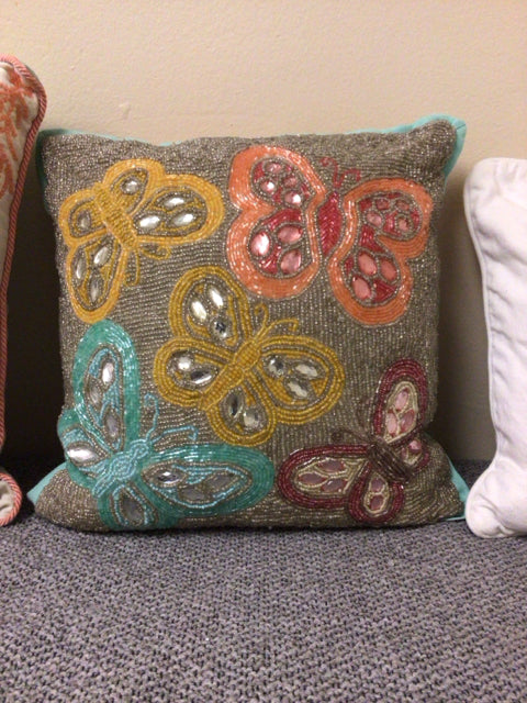 Pier 1 Beaded Butterfly Pillow