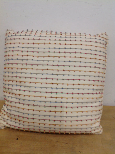 Pillow- 18" Ivory Multi Color Stripes