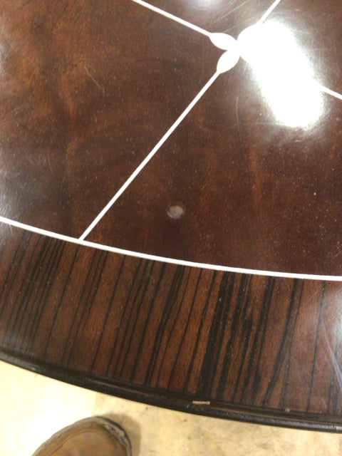 AS-IS Round Wood Inlay Top Coffee Table(Light Scuffs/Scratches/Round Mark)