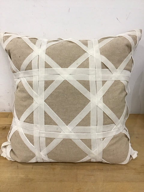 18" Beige Linen W/Velvet Ribbon