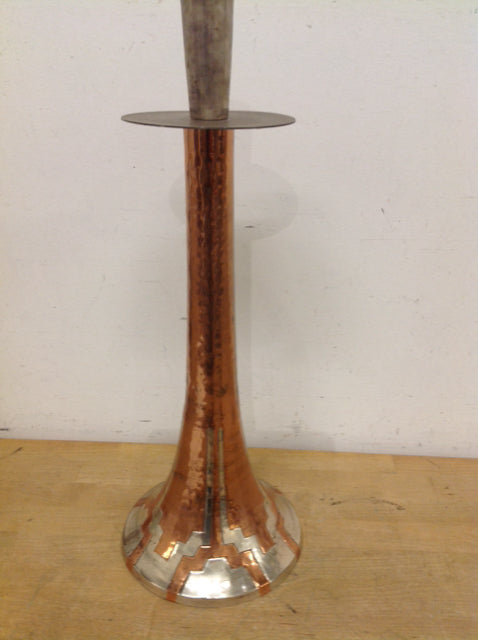 Candle Holder- 19" Silver & Copper