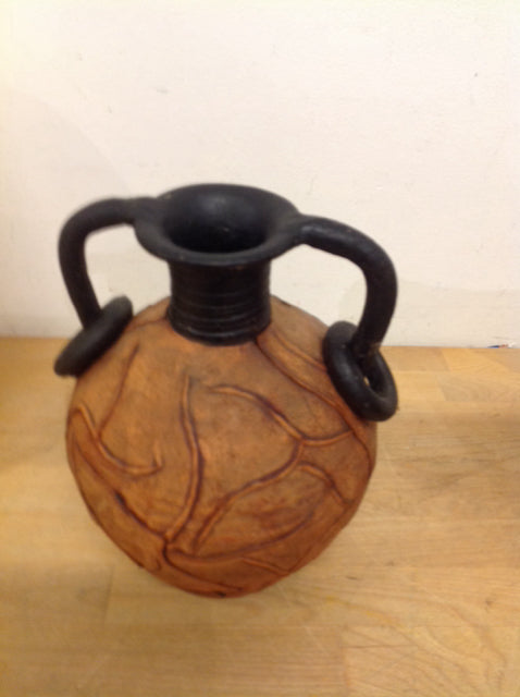 Vase- 9" Brown & Black Pottery
