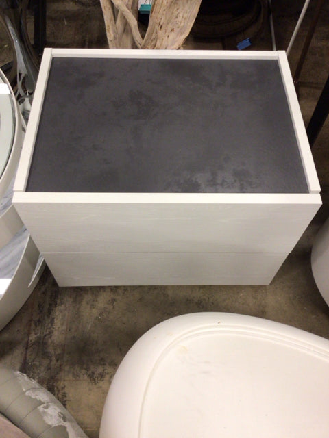 White 2 Drawer Nightstand/Gray Top