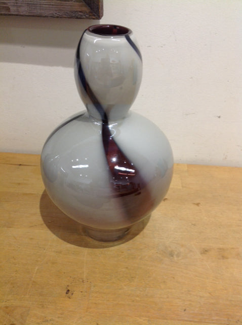 Vase- 12" White Plum Art Glass