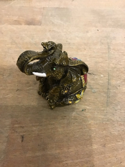 3" Gold Embellished Elephant Trinket Box