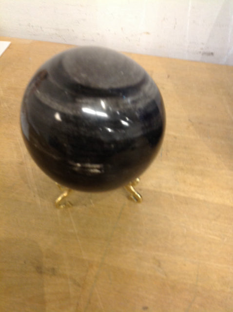 Black Marble Ball On Stand